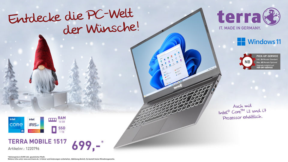 SPECIAL X-MAS 2023 - TERRA MOBILE 1517 i5-1235U W11